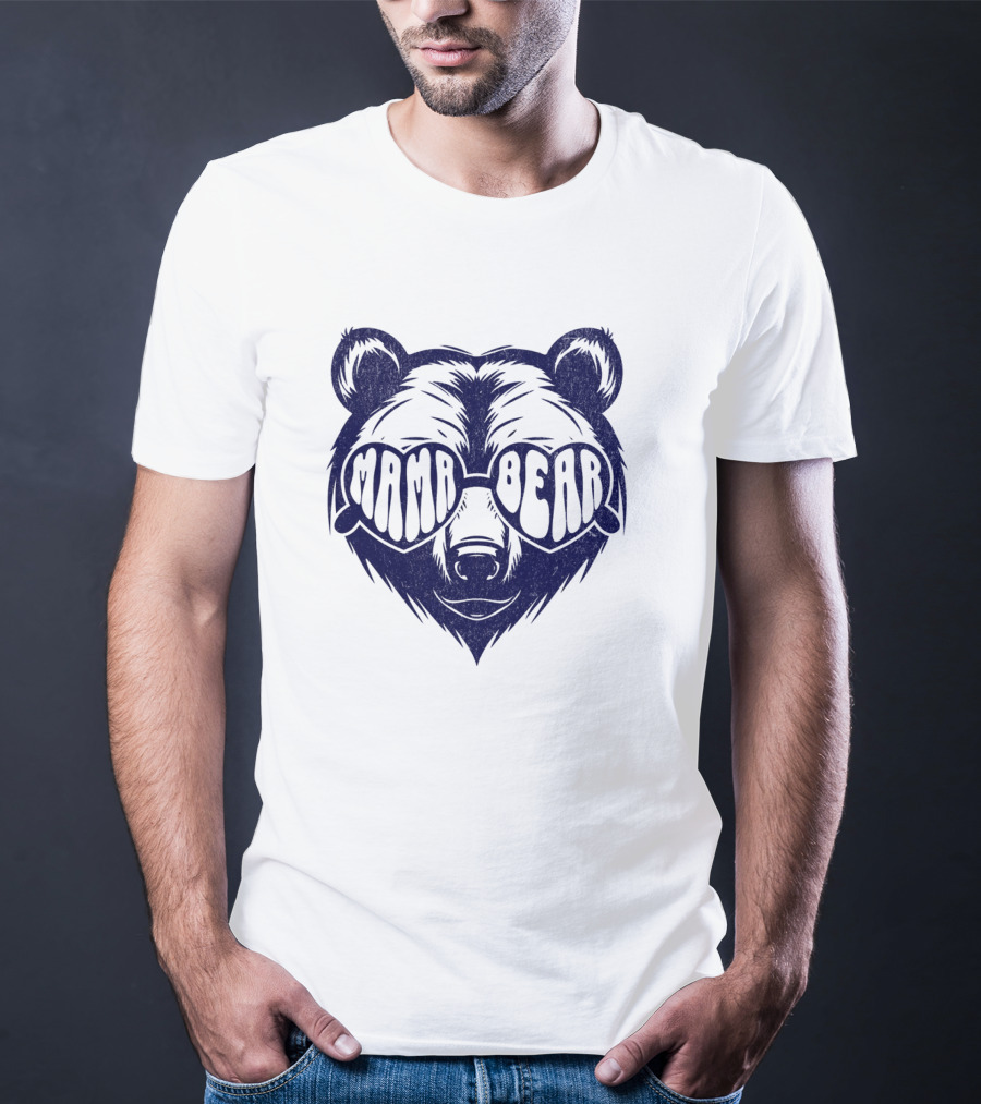 Mama Bear Sunglasses Bold Lettering Bear Head T-Shirt
