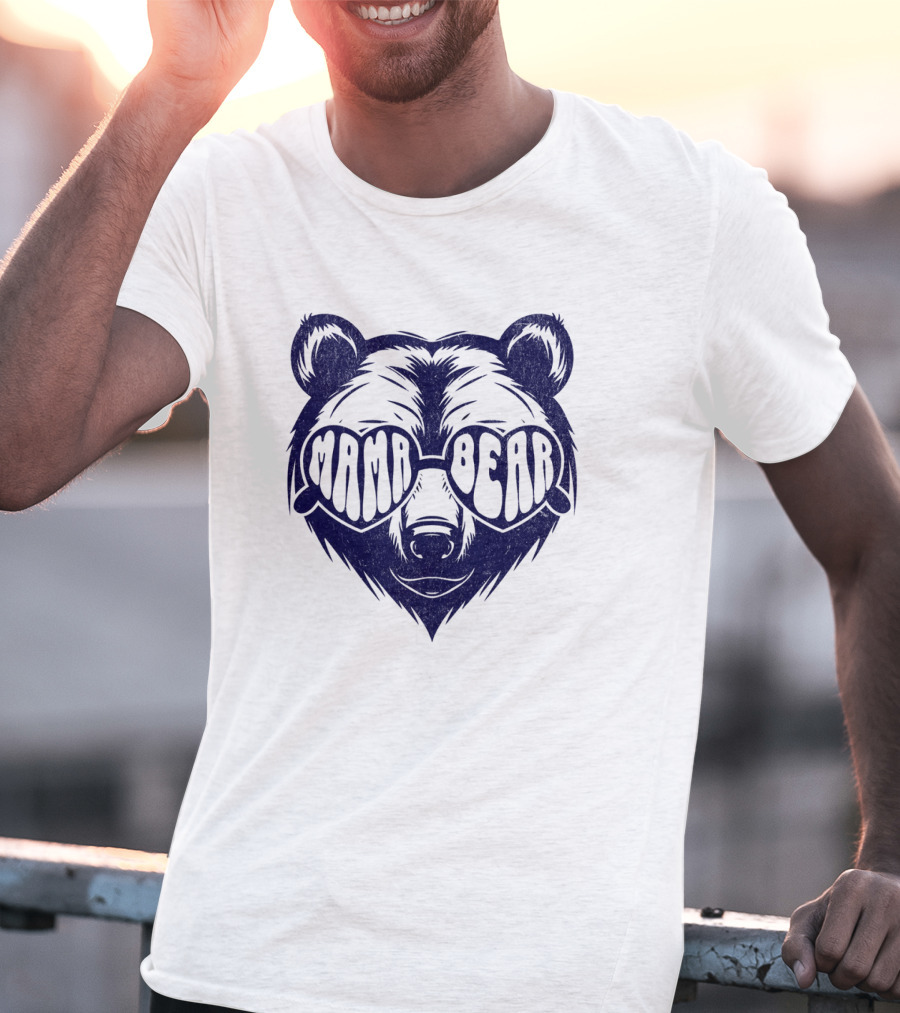 Mama Bear Sunglasses Bold Lettering Bear Head T-Shirt