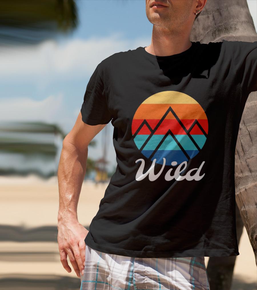 Wild Minimalistic Mountains Retro Circle Stripes T-Shirt