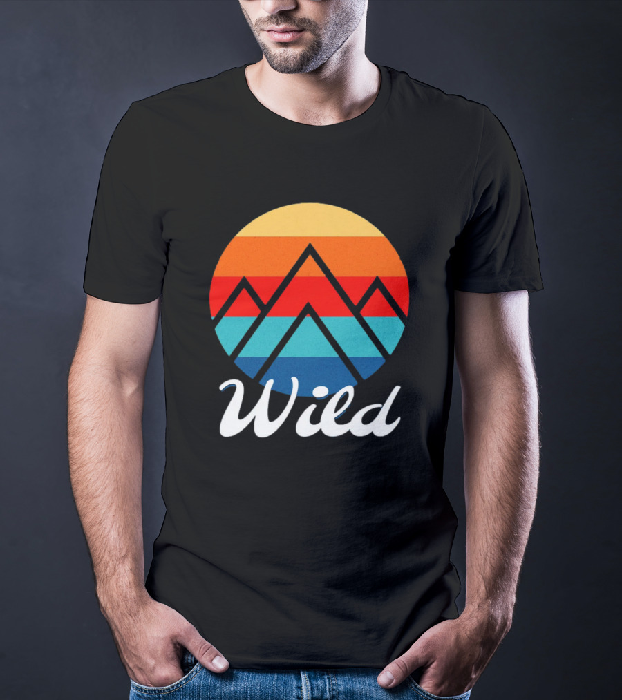 Wild Minimalistic Mountains Retro Circle Stripes T-Shirt