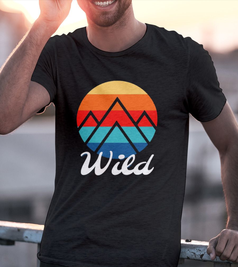 Wild Minimalistic Mountains Retro Circle Stripes T-Shirt