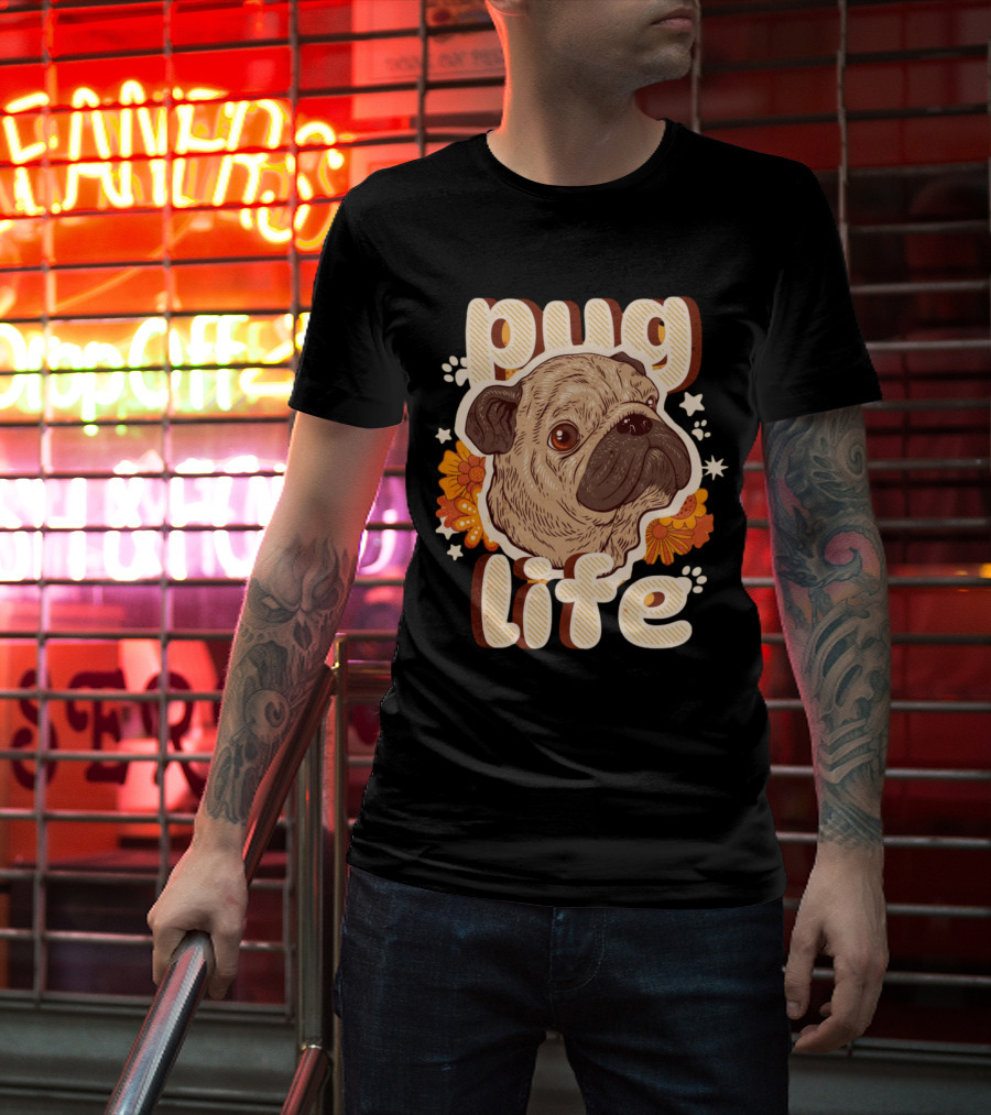 Pug Life Retro Floral T-Shirt