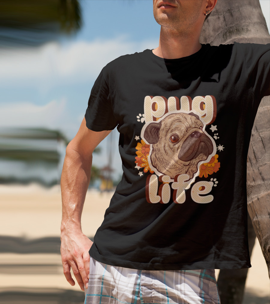 Pug Life Retro Floral T-Shirt