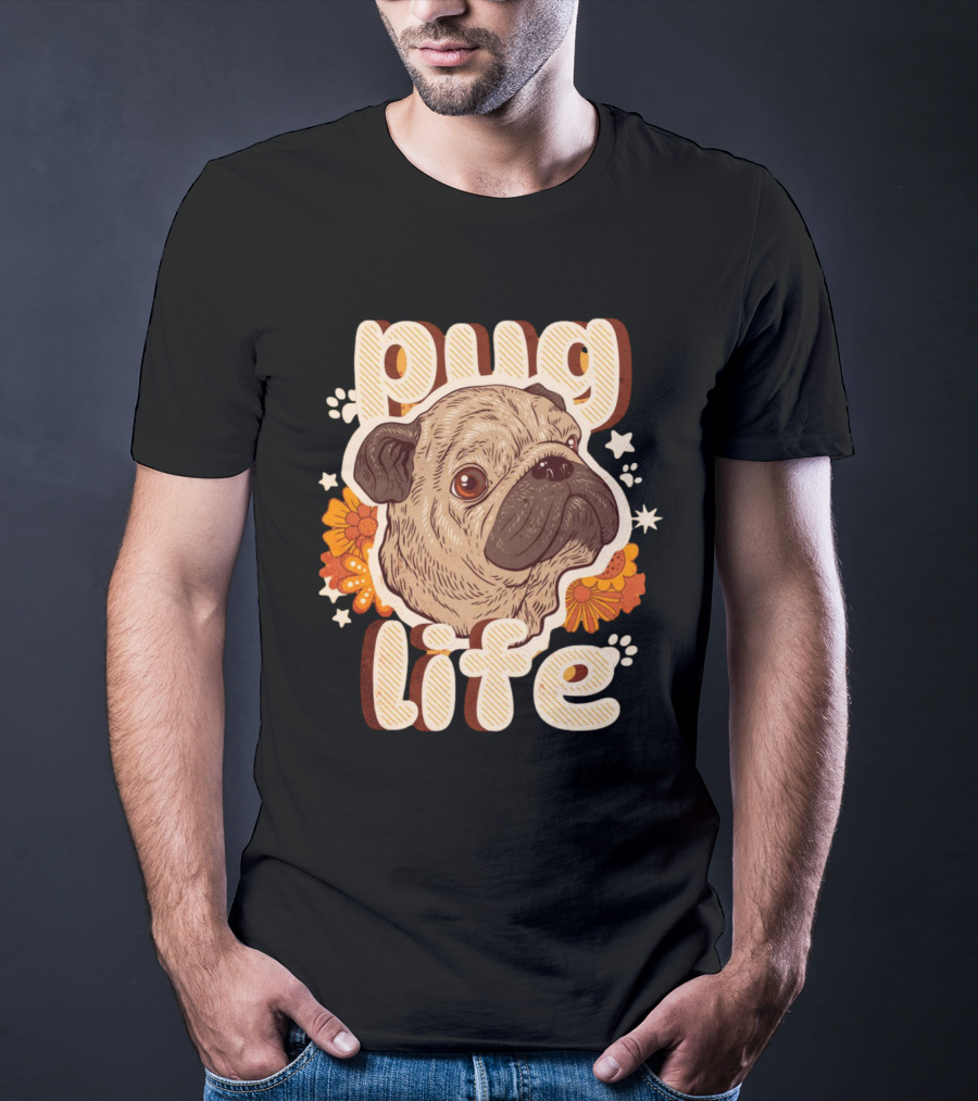 Pug Life Retro Floral T-Shirt