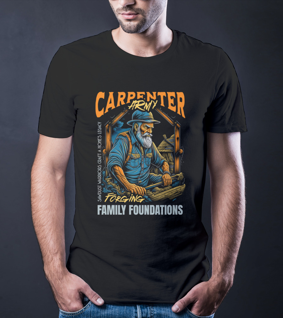 Carpenter Army Forging Family Foundations Sawdust Warriors Craft Homes Legacy T-Shirt