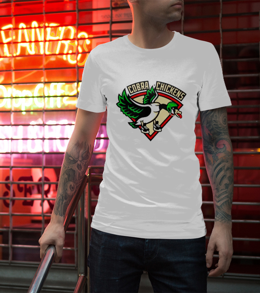 Cobra Chickens Sports Team Logo Hockey-Inspired Goose T-Shirt