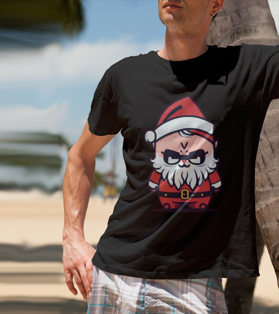 Happy Merry Christmas Kawaii Cool Santa Claus Cute Chibi Draw T-Shirt