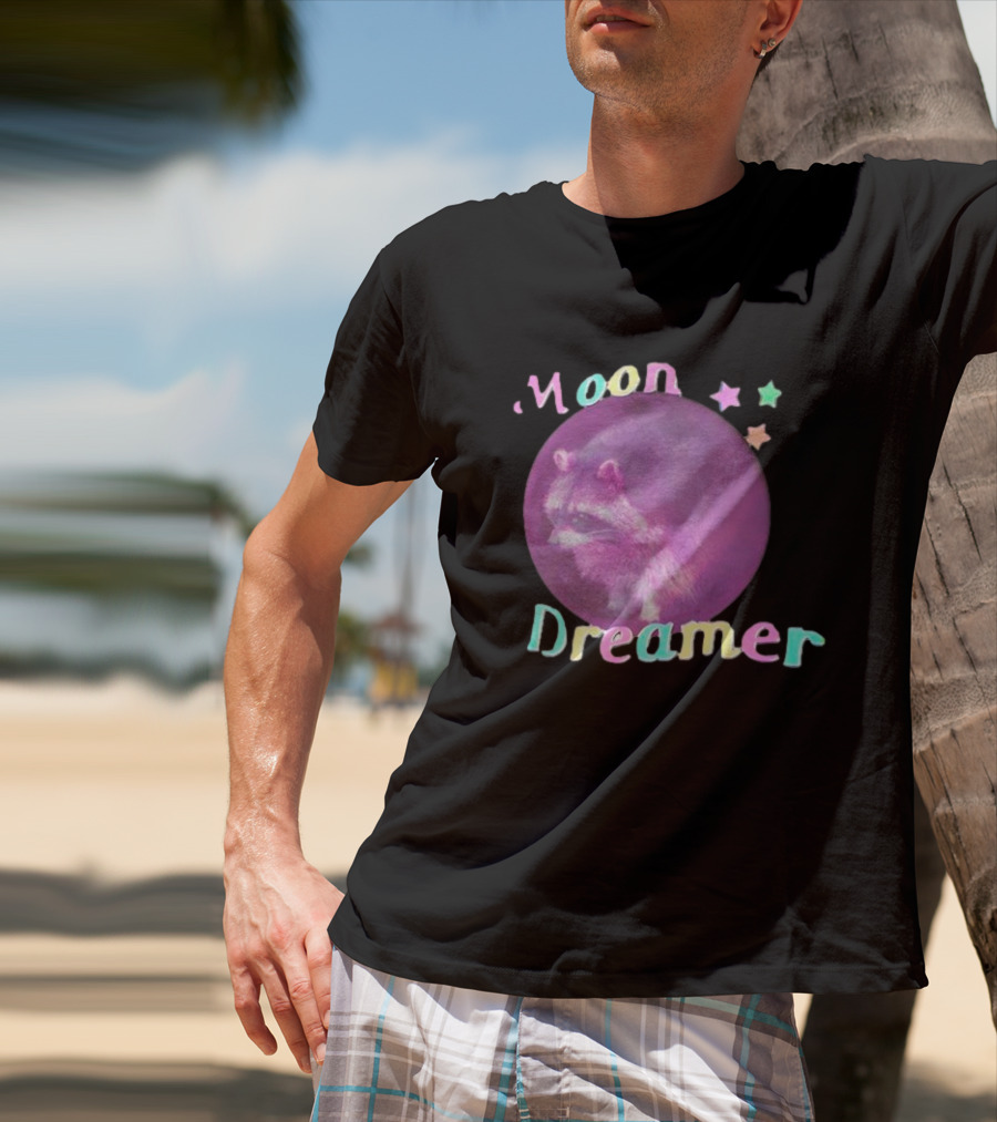 Moon Dreamer Raccoon Pastel Stars T-Shirt