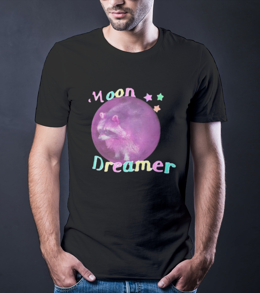 Moon Dreamer Raccoon Pastel Stars T-Shirt