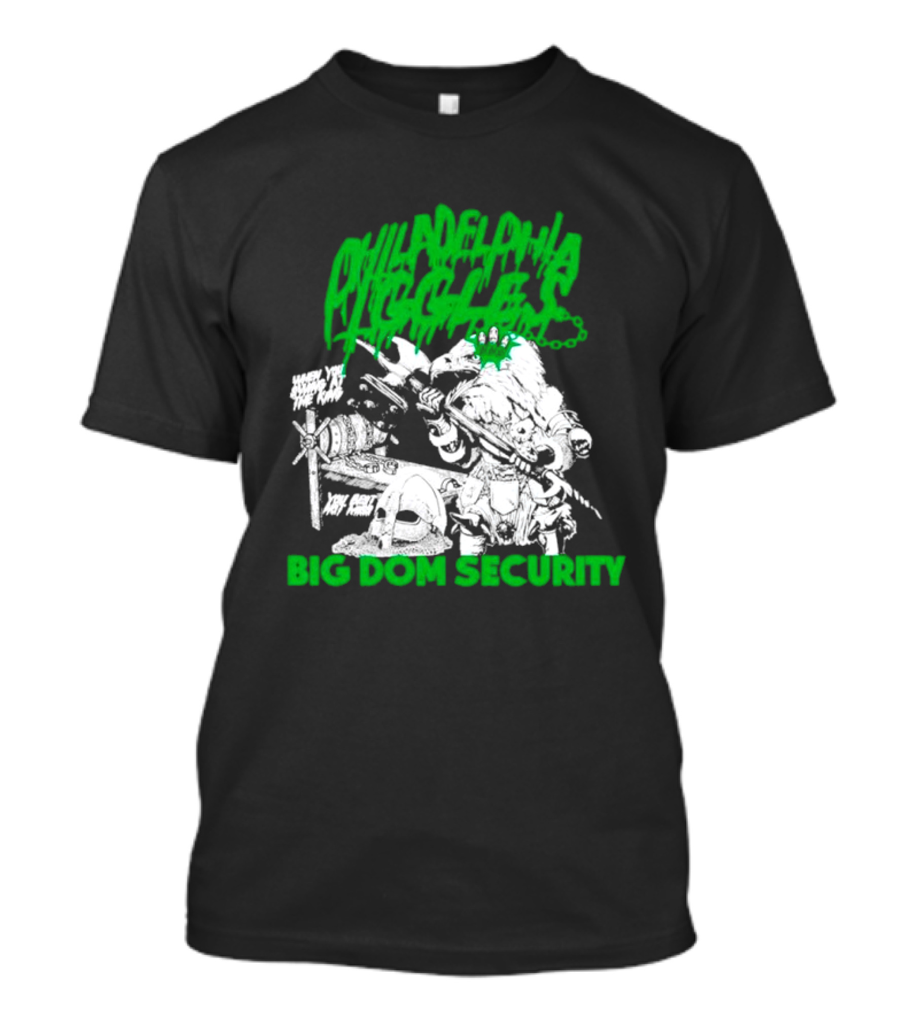 Philadelphia Iggles Big Dom Security Comic-Style Green T-Shirt