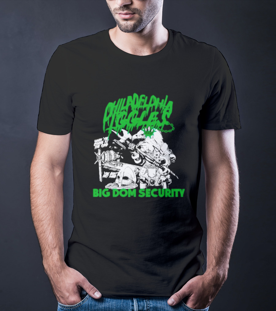 Philadelphia Iggles Big Dom Security Comic-Style Green T-Shirt