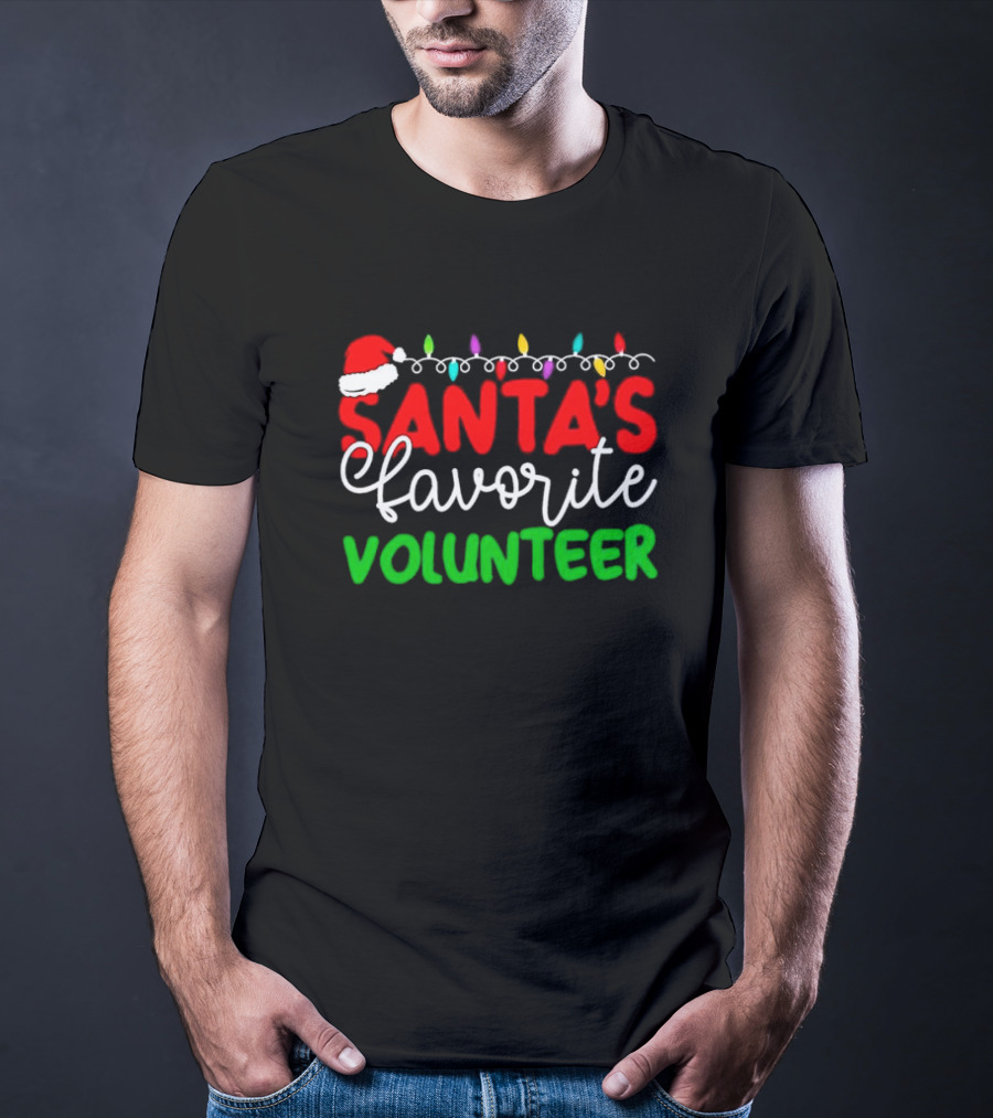 Santa's Favorite Volunteer Christmas Lights Hat T-Shirt