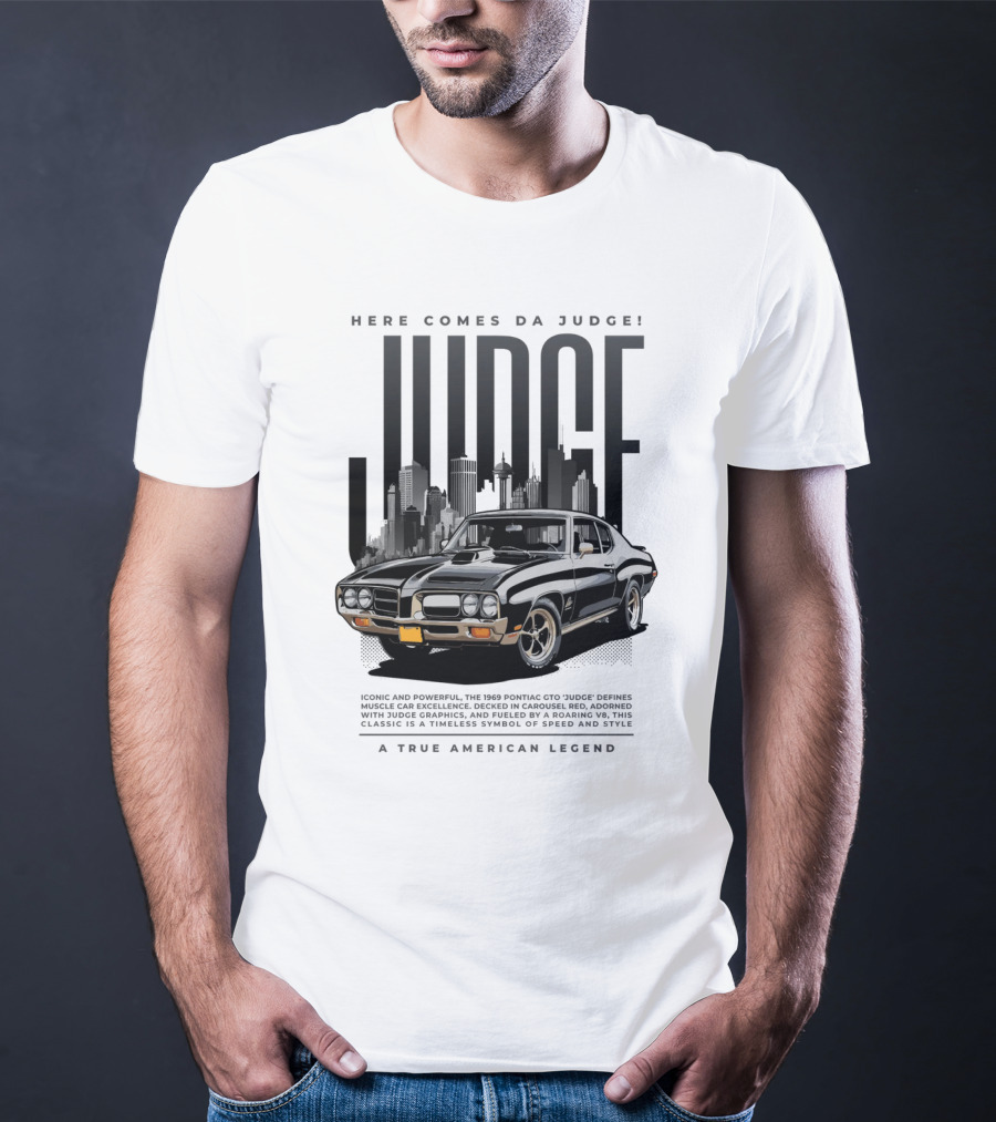 Pontiac Judge Muscle Car Iconic Roaring Classic City Skyline T-Shirt
