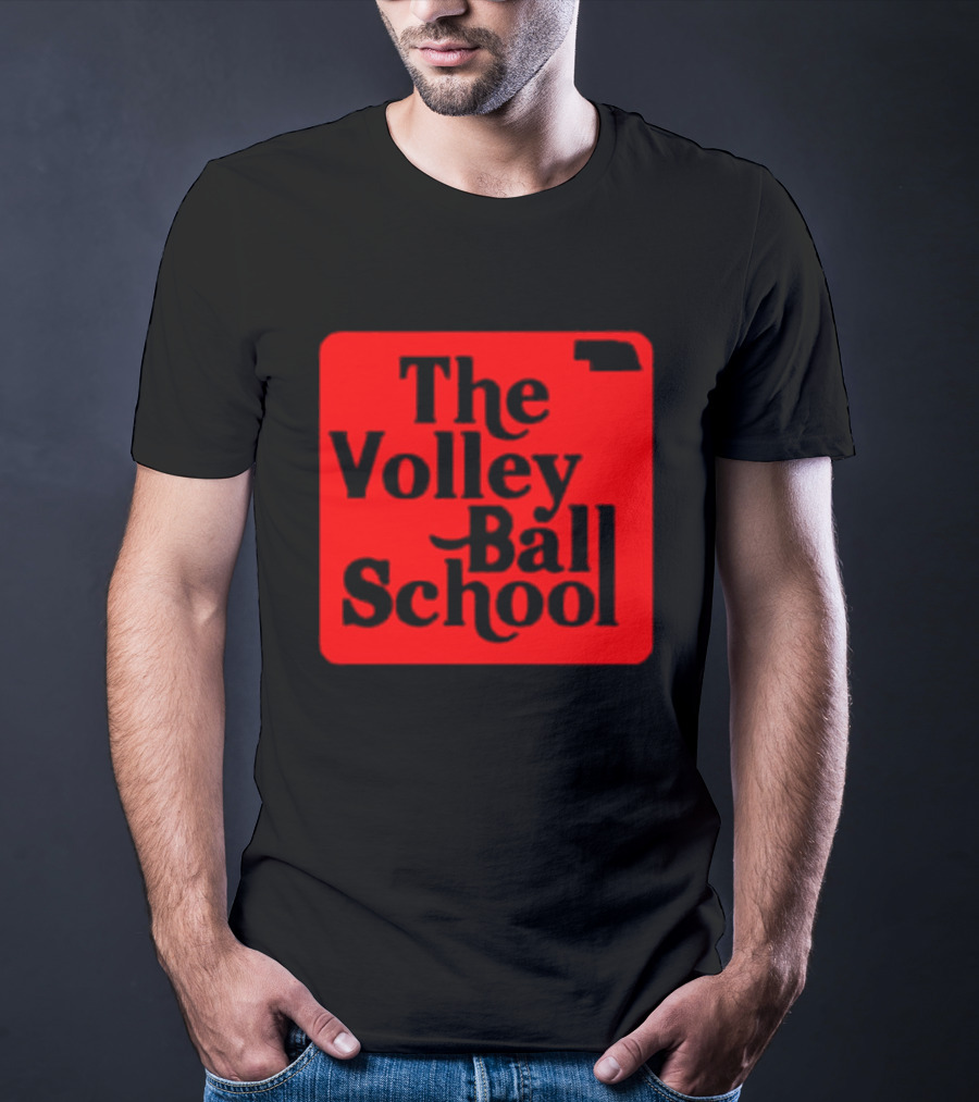 The Volleyball School Nebraska Red Square Text T-Shirt