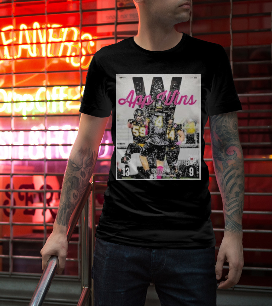 Appalachian State Mountaineers Football App Wins 13 9 Victory Celebration Football Players In Action T-Shirt