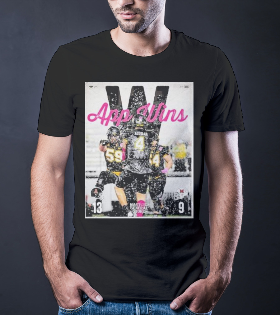 Appalachian State Mountaineers Football App Wins 13 9 Victory Celebration Football Players In Action T-Shirt