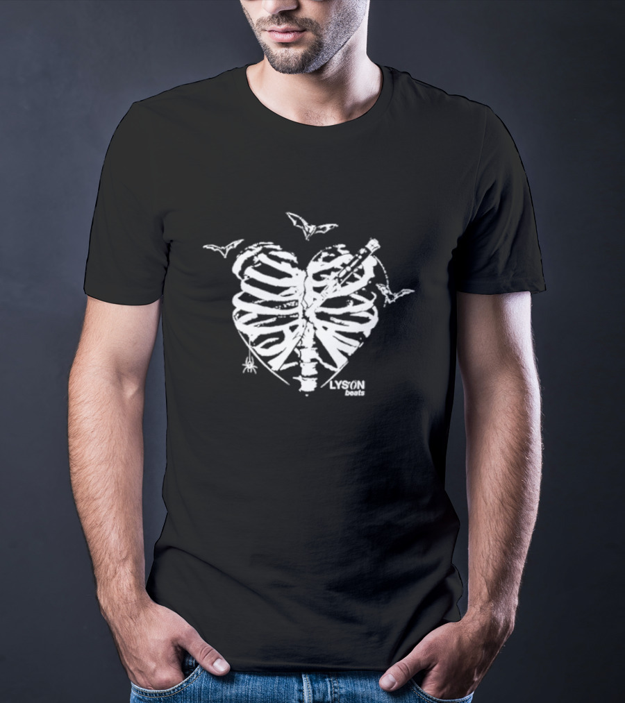 Lyson Beats Ribcage Heart With Bats And Spider T-Shirt