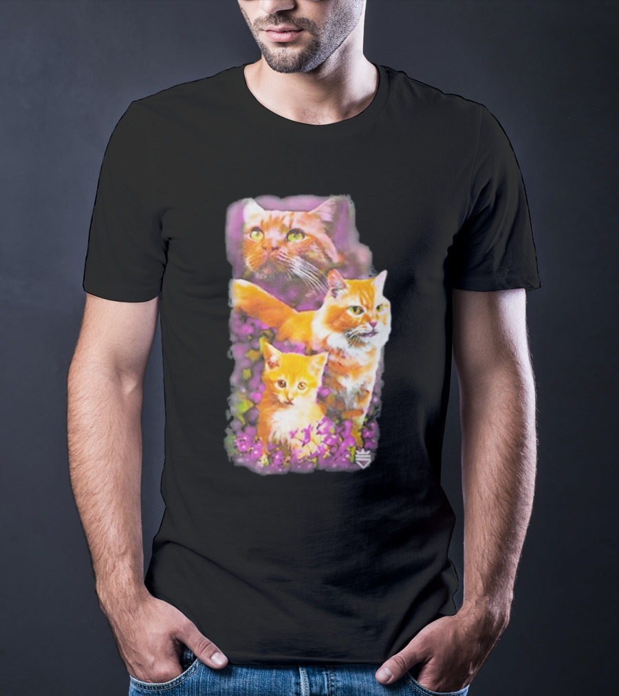 Opticgaming Scump Cat Trio Among Blossoms T-Shirt