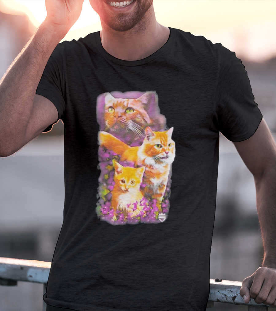 Opticgaming Scump Cat Trio Among Blossoms T-Shirt