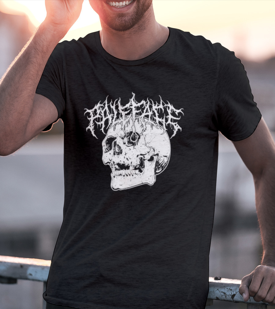 Paleface Skull Art With Gothic Script T-Shirt