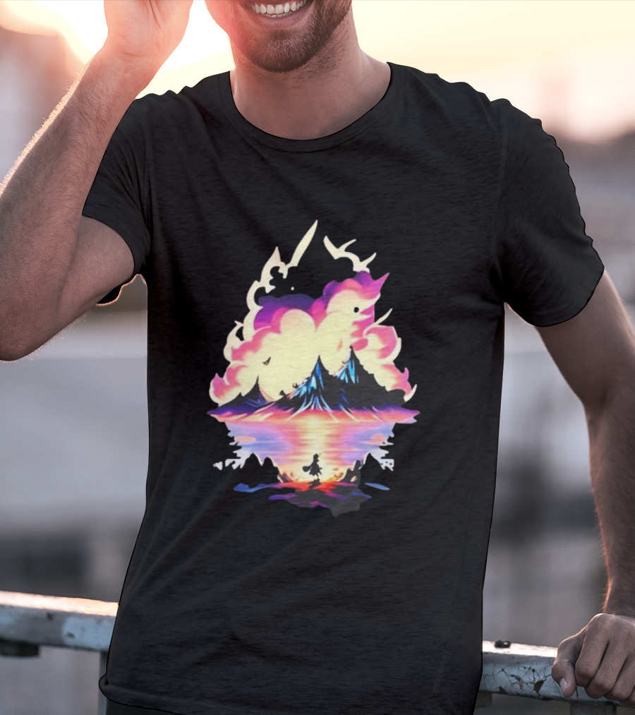 Fairy Tale Sight Comics Artwork Enchanted Landscape With Mountains And Reflection T-Shirt