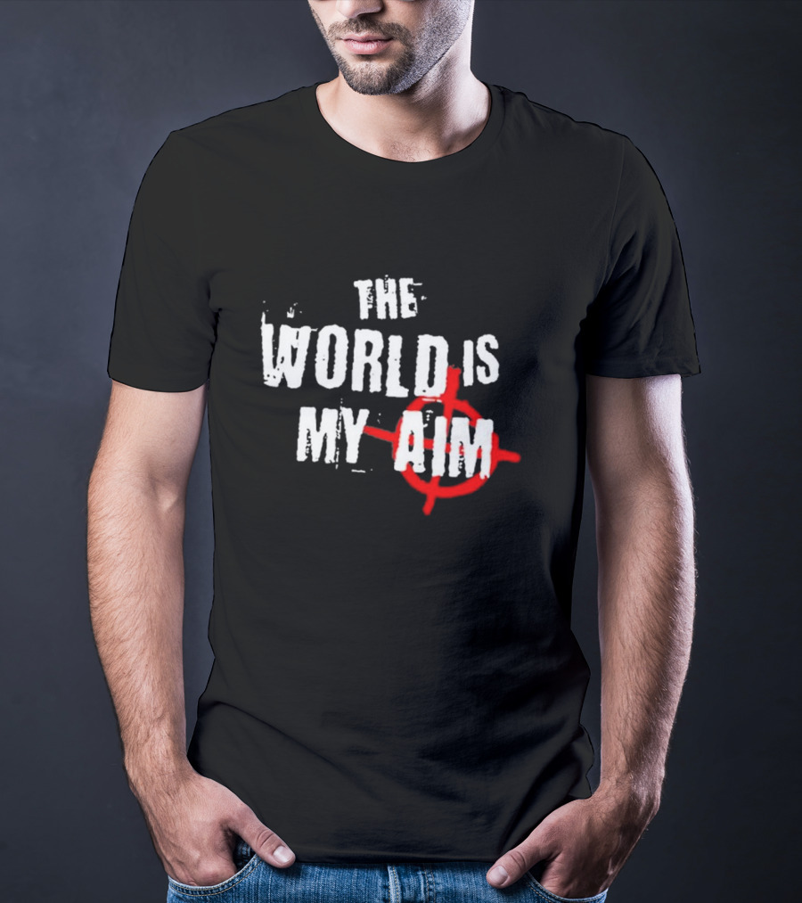 The World Is My Aim Vintage Black And White With Red Target Circle T-Shirt