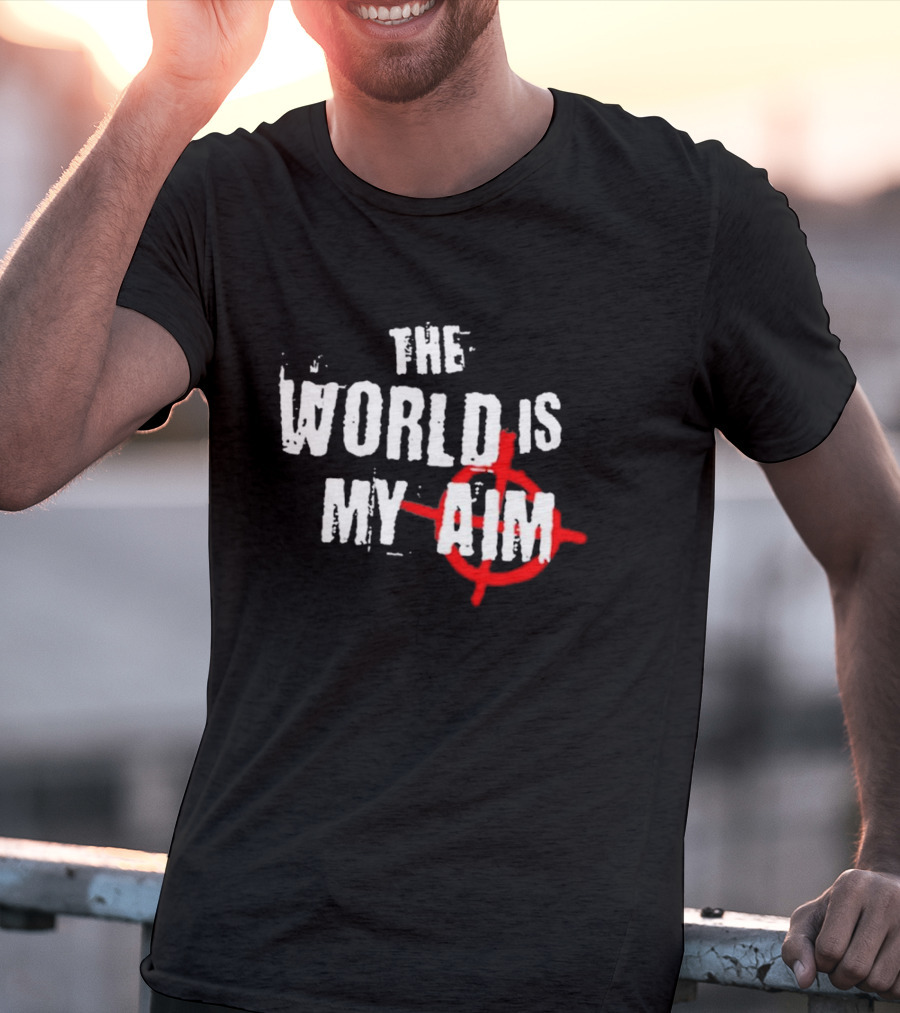 The World Is My Aim Vintage Black And White With Red Target Circle T-Shirt