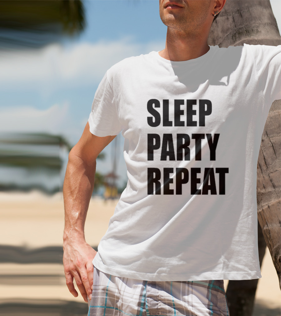 Sleep Party Repeat Slogan Black минималистичний дизайн T-Shirt