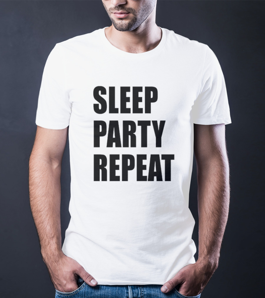 Sleep Party Repeat Slogan Black минималистичний дизайн T-Shirt