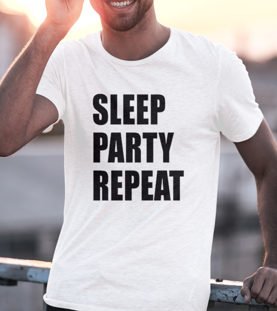 Sleep Party Repeat Slogan Black минималистичний дизайн T-Shirt