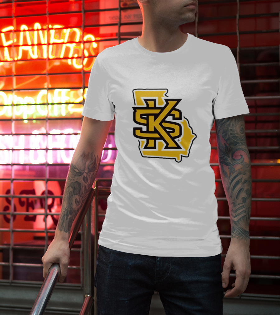 KSU Athletics Black And Gold Georgia Map T-Shirt