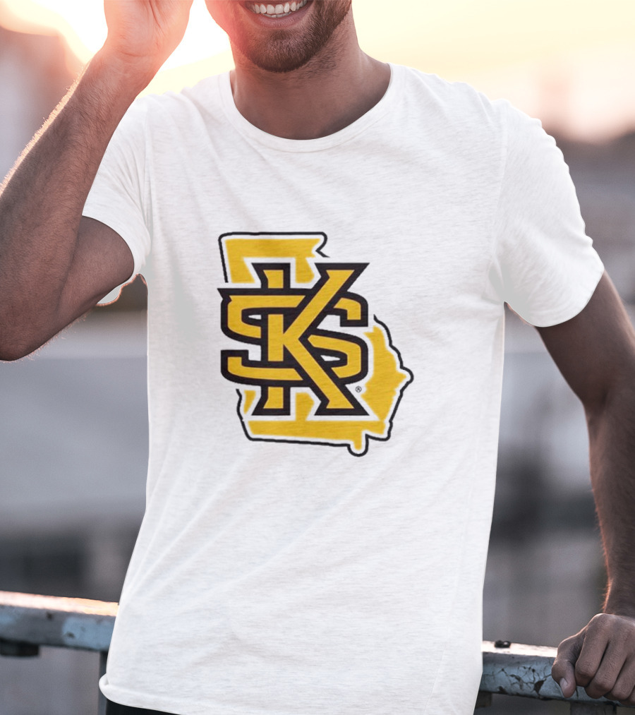 KSU Athletics Black And Gold Georgia Map T-Shirt