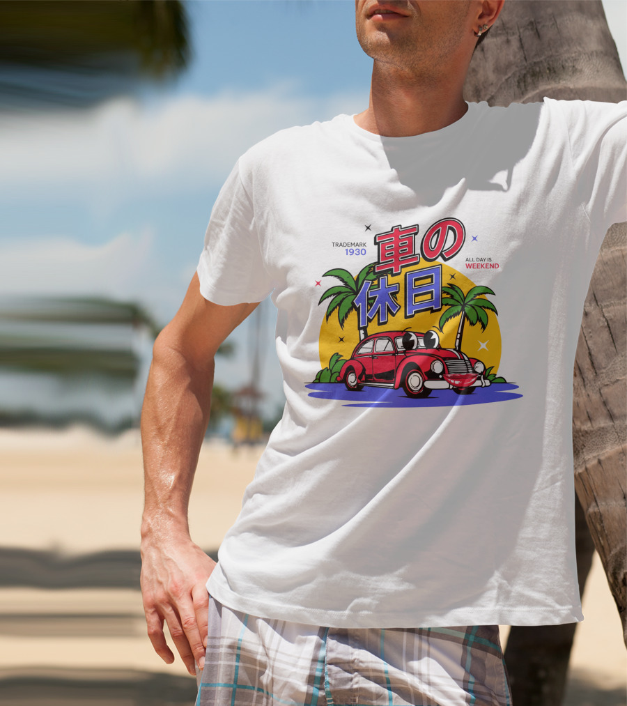 Trademark 1930 Car Holiday All Days Weekend Palm Trees T-Shirt