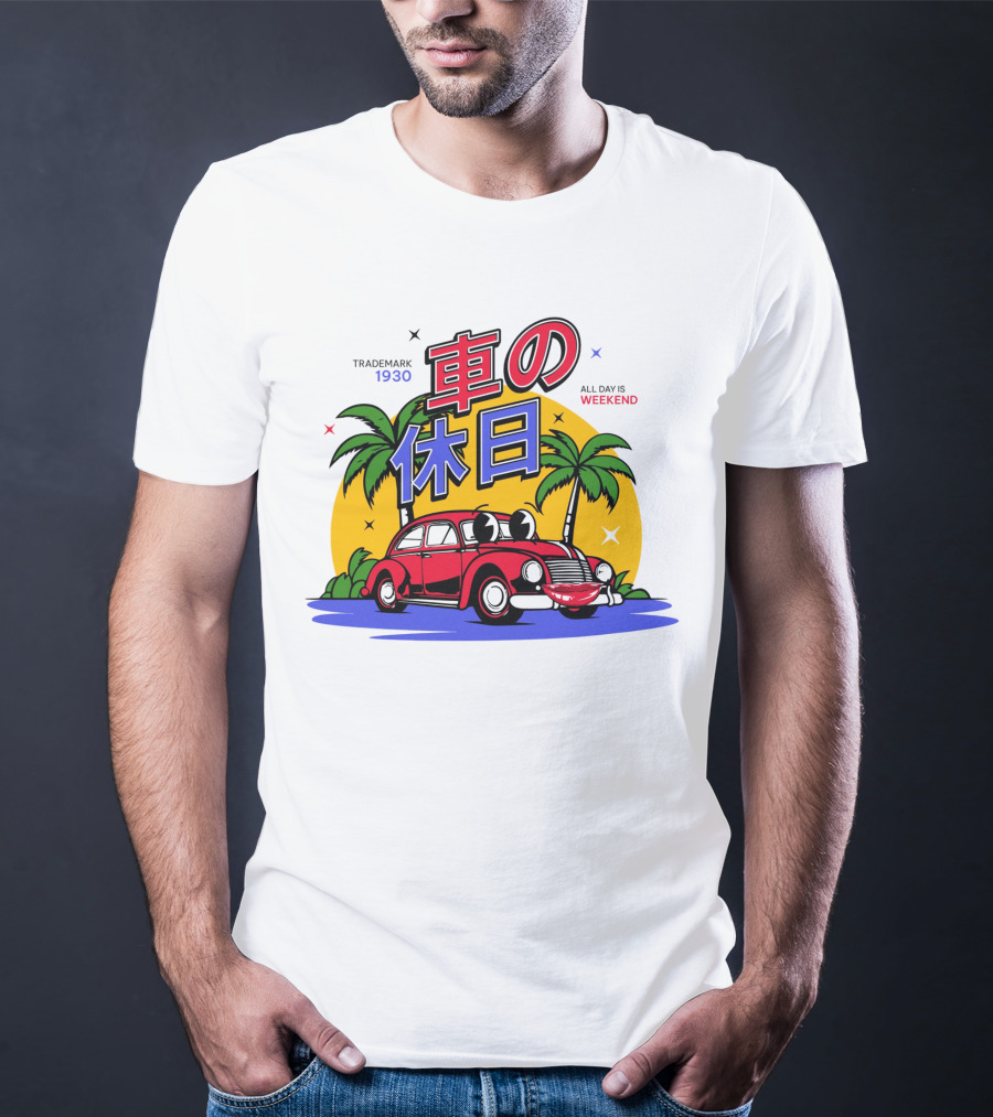 Trademark 1930 Car Holiday All Days Weekend Palm Trees T-Shirt