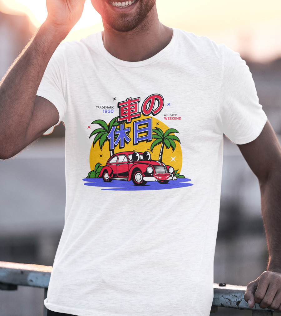 Trademark 1930 Car Holiday All Days Weekend Palm Trees T-Shirt