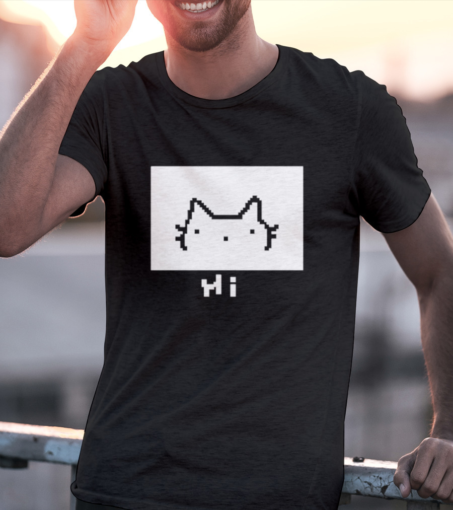 Chew Hi Cat Pixel Art Minimalistic Kitty T-Shirt