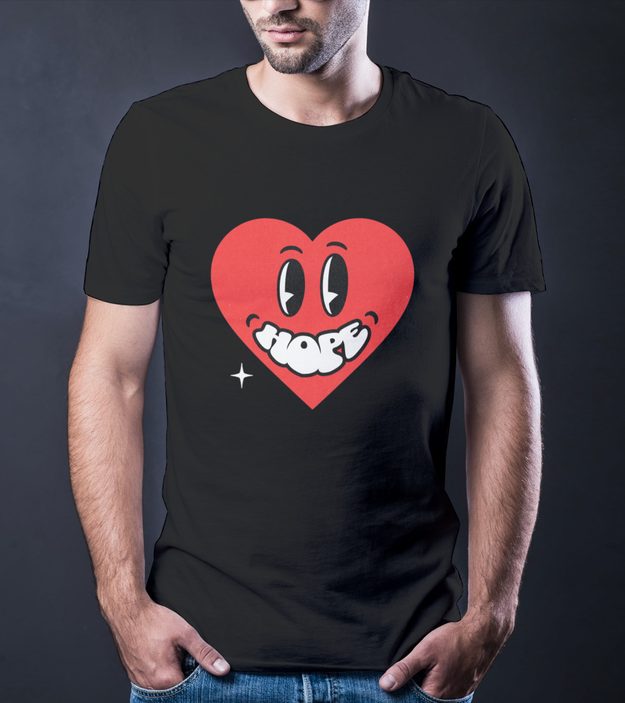 Hope Heart With Cartoon Eyes And Sparkle T-Shirt