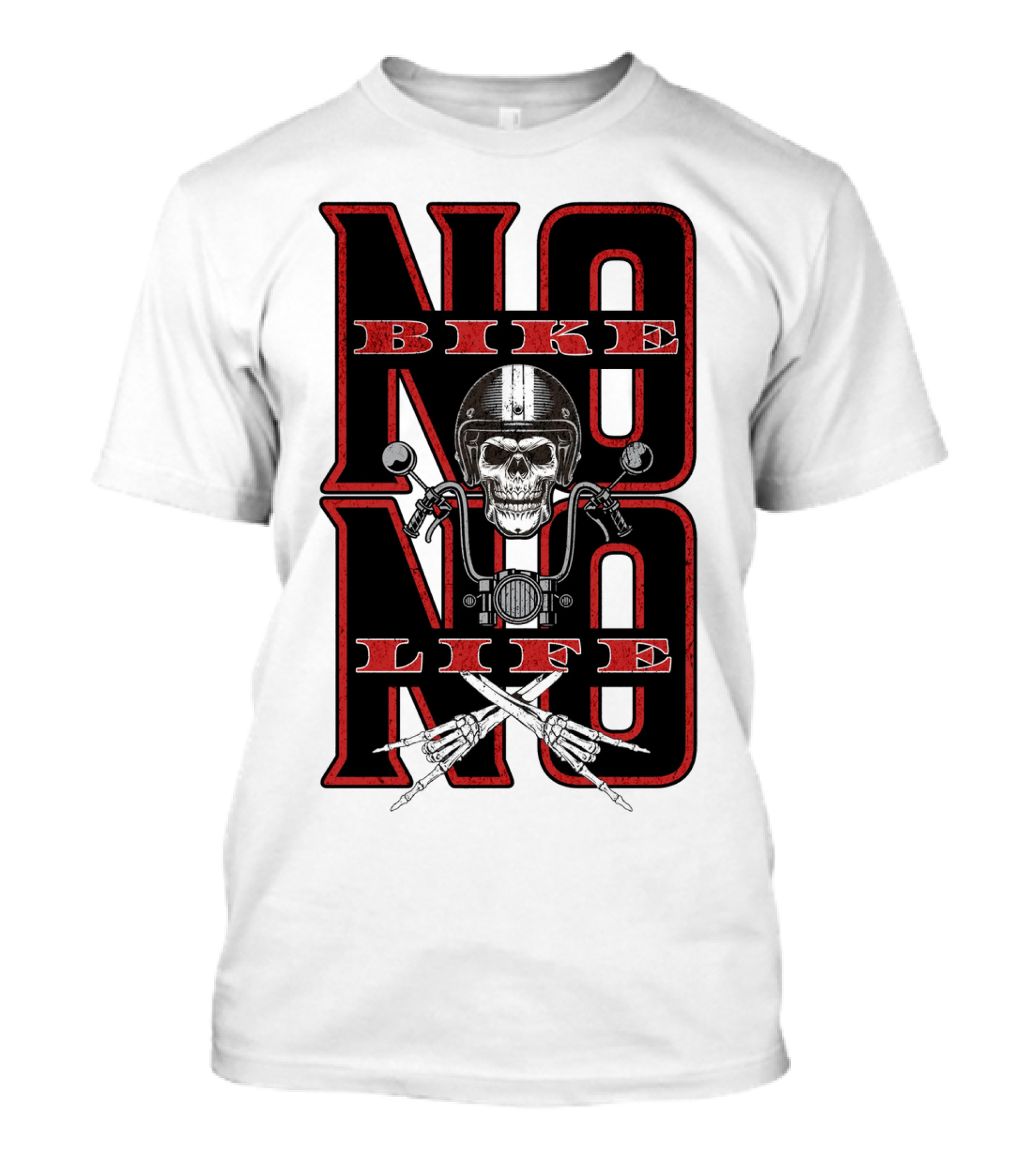 NO BIKE NO LIFE Motorcycle Skull T-Shirt