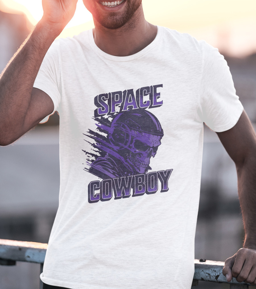 Space Cowboy Skull Helmet Cosmic Adventure T-Shirt