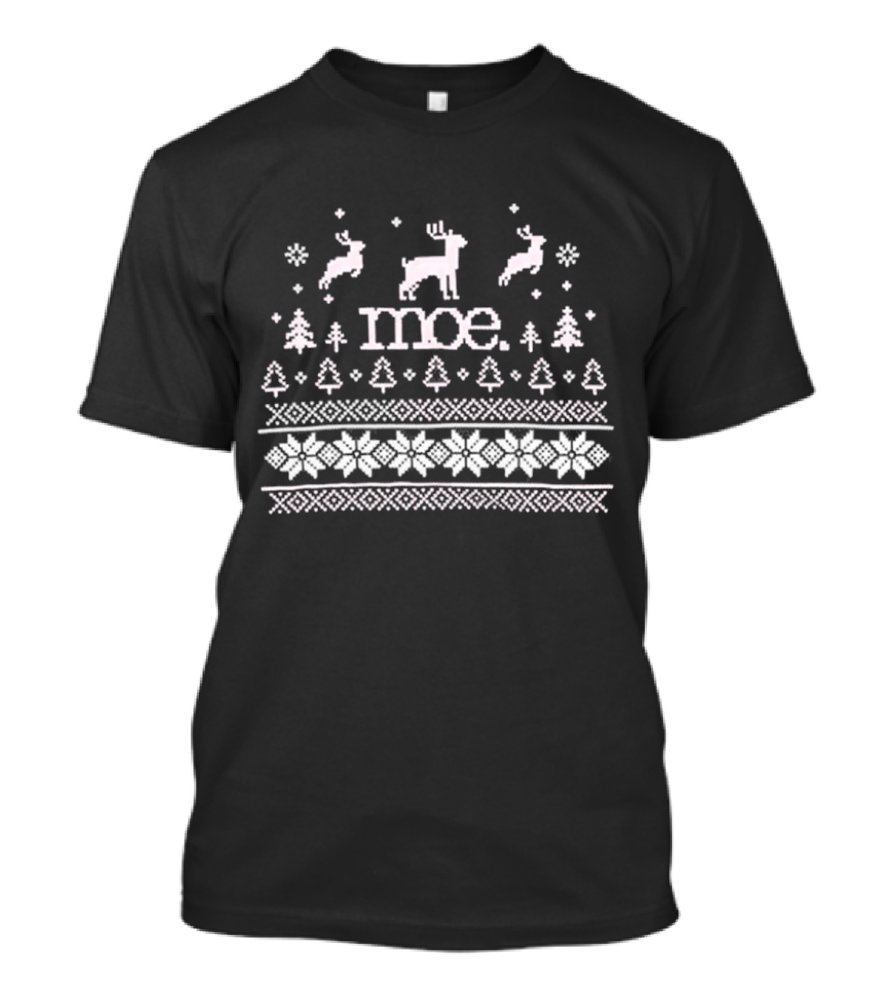 Moe Reindeer Ugly Christmas Sweater Snowflakes Trees T-Shirt