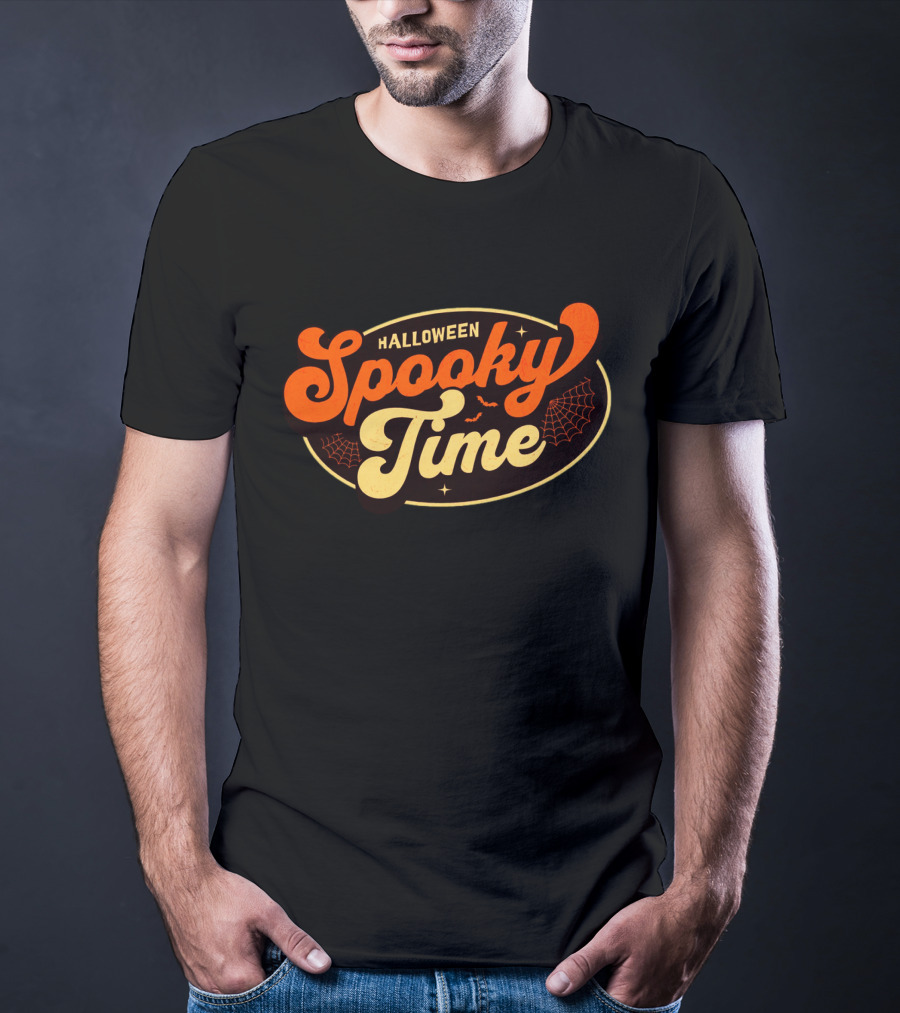 Halloween Spooky Time Bats And Webs T-Shirt