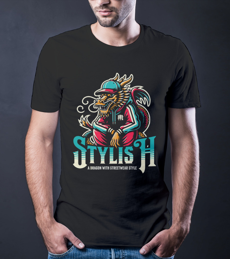 Stylish Dragon With Streetwear T-Shirt
