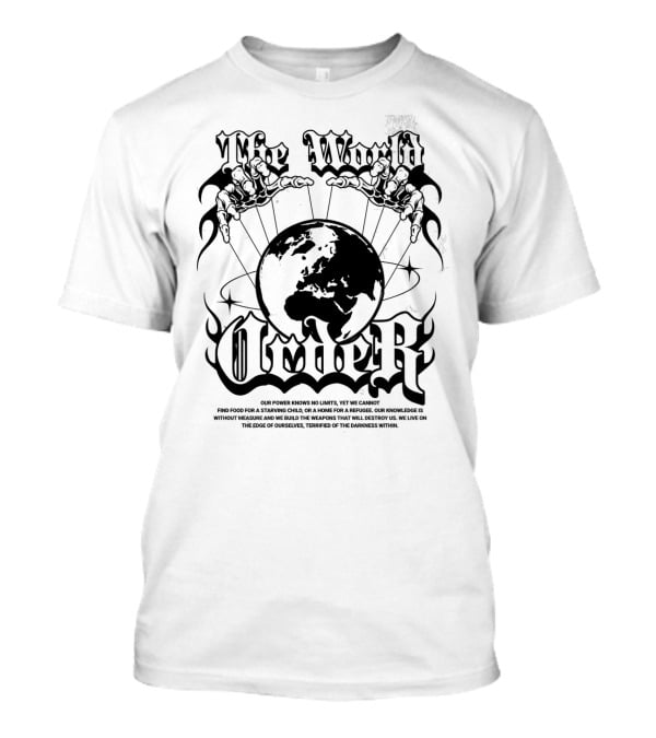 The World Order Global Control Earth In Hands Dark Gothic T-Shirt