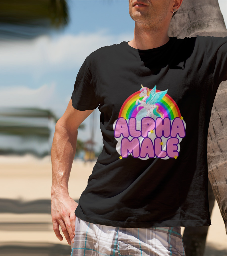 Alpha Male Unicorn Rainbow Cloud T-Shirt