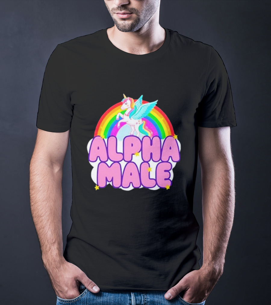 Alpha Male Unicorn Rainbow Cloud T-Shirt