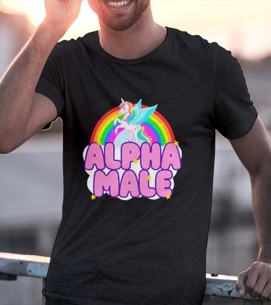 Alpha Male Unicorn Rainbow Cloud T-Shirt