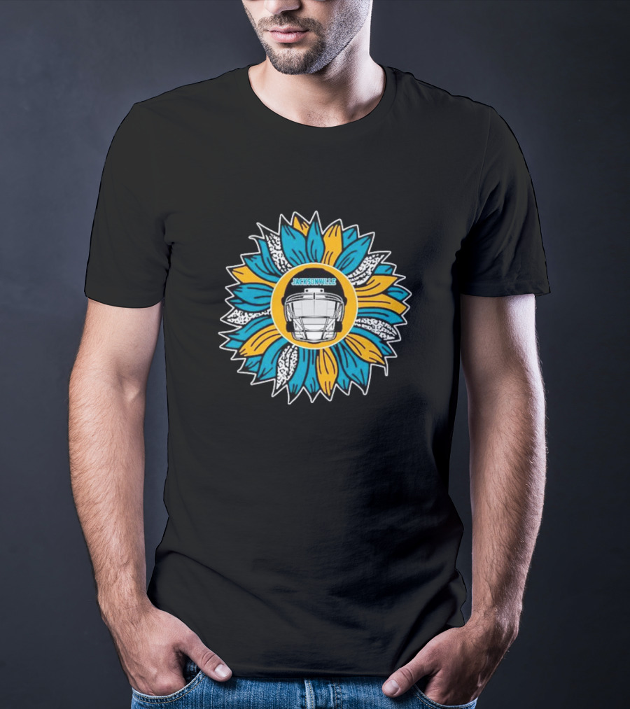 Jacksonville Jaguars Football Helmet Sunflower T-Shirt