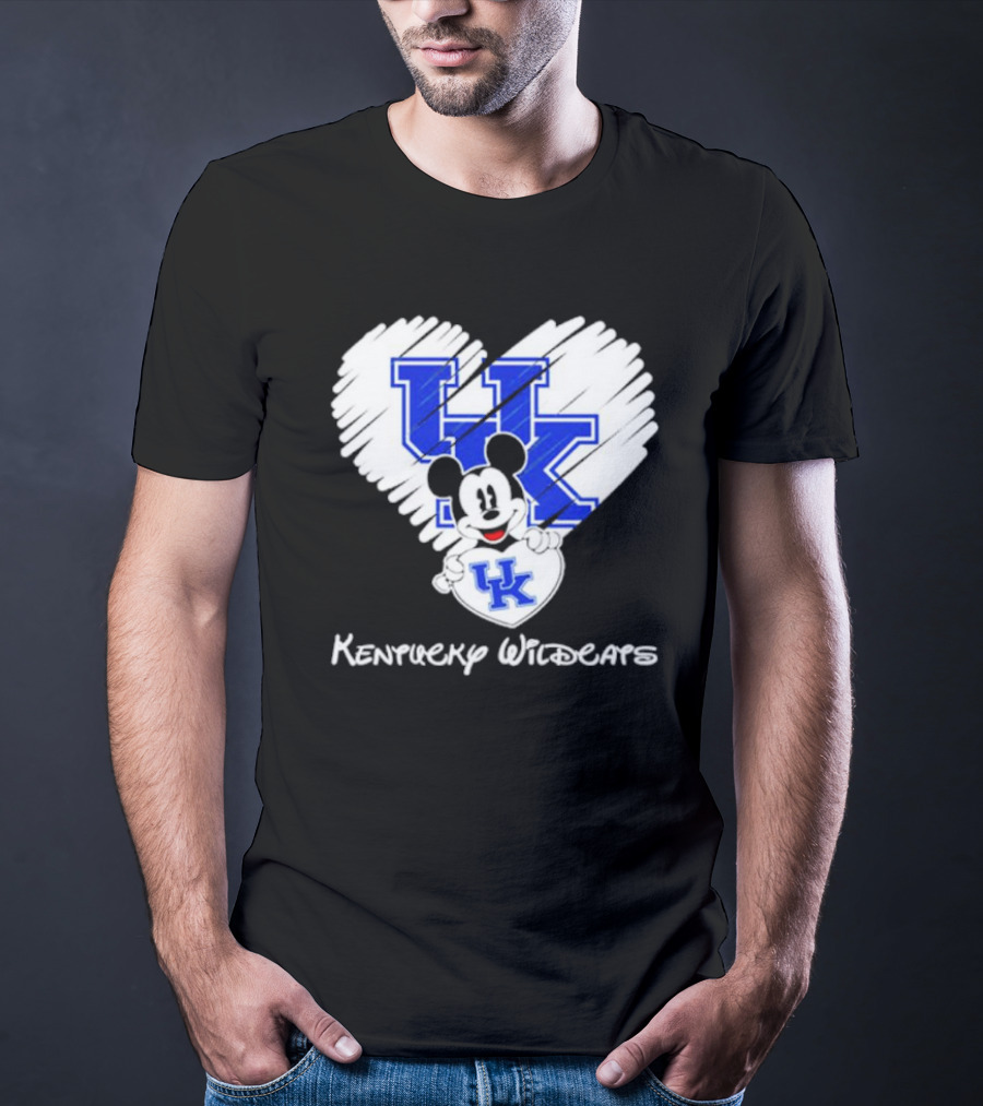 Kentucky Wildcats Heart With Mickey Mouse UK T-Shirt