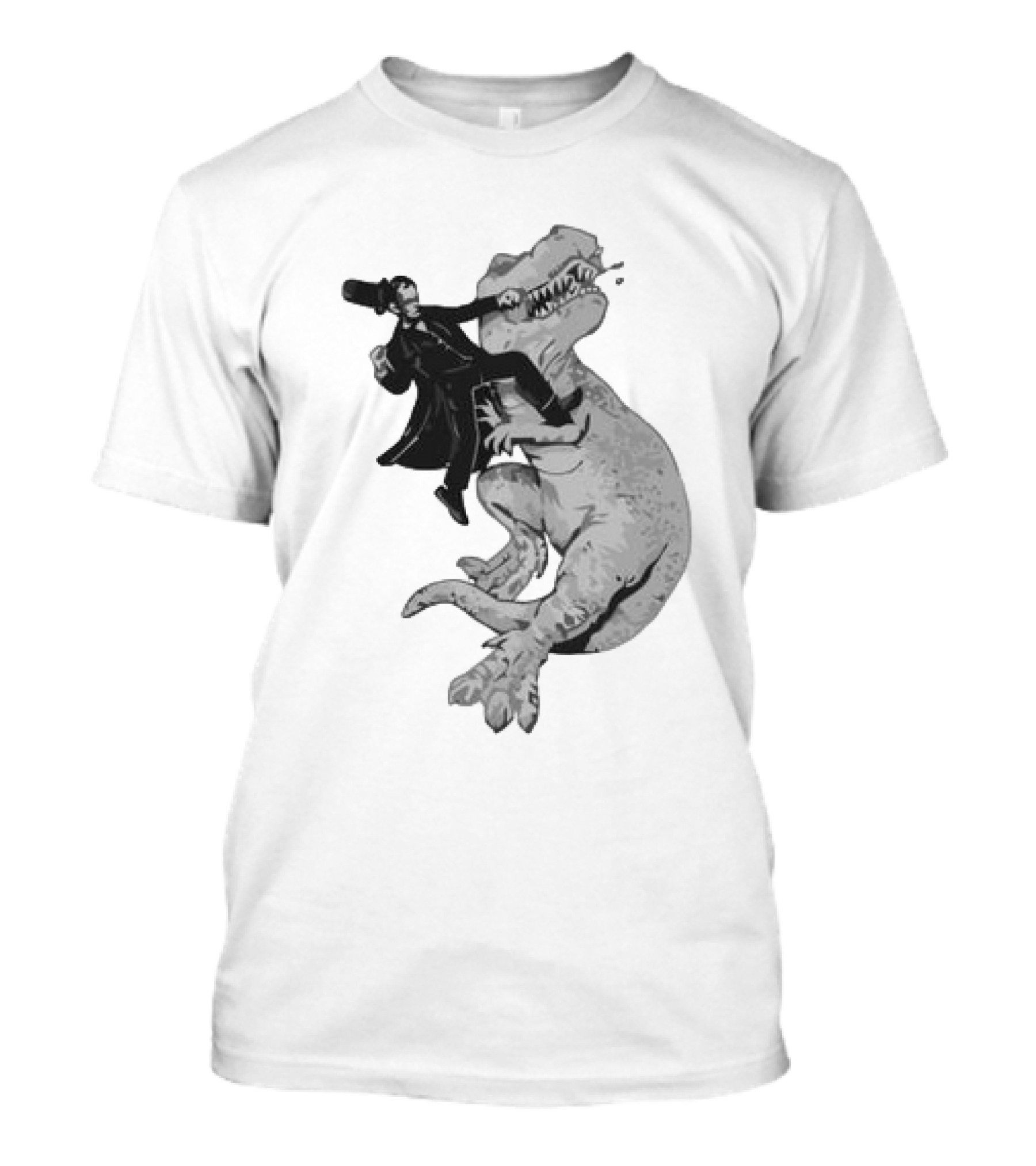 Punching ARex Like A Boss Victorian Gentleman Fighting Dinosaur T-Shirt