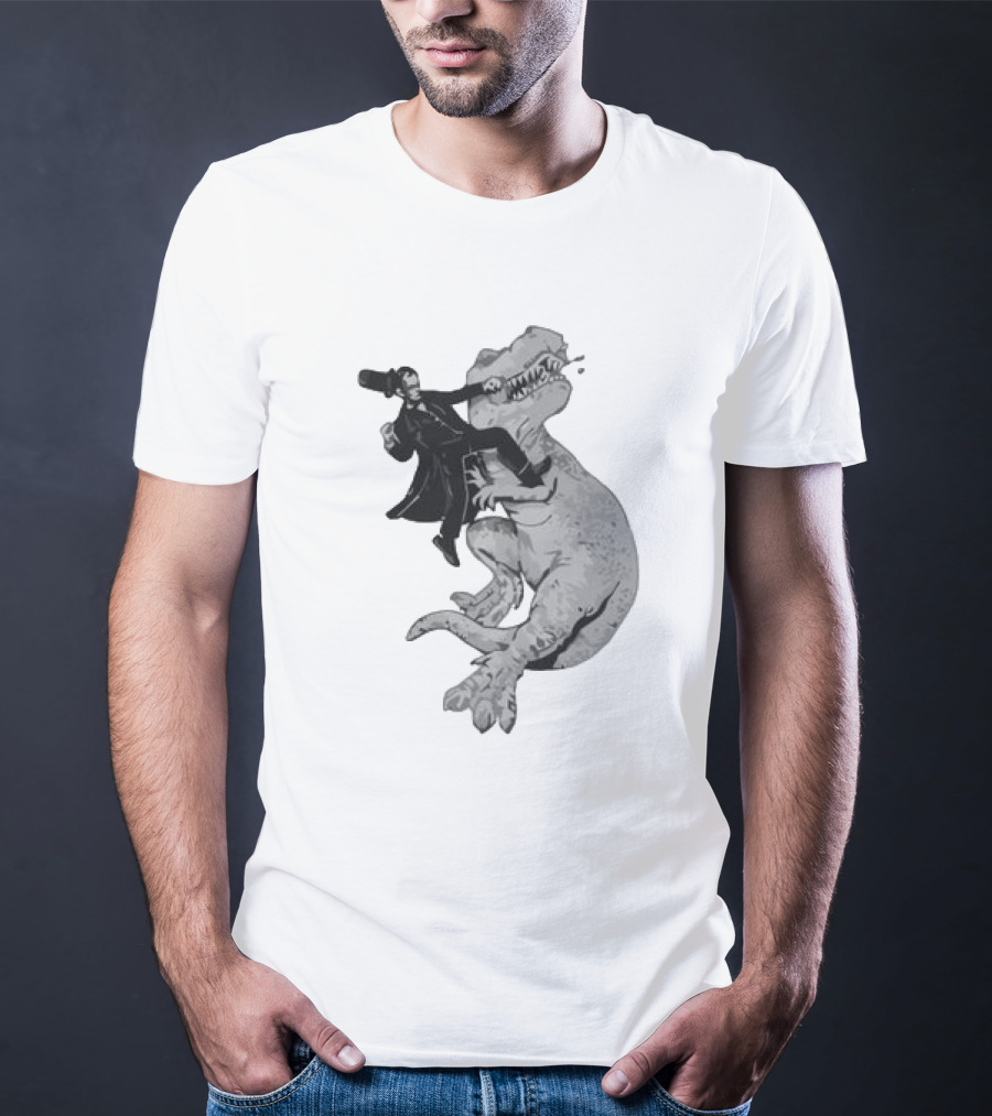 Punching ARex Like A Boss Victorian Gentleman Fighting Dinosaur T-Shirt